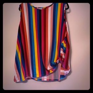 Asymmetrical rainbow sleeveless shirt